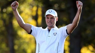 Martin Kaymar celebrates victory over USA