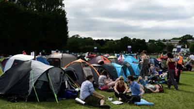 People in Wimbledon queue