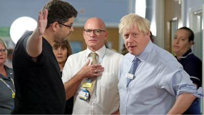 Boris confronted at Whipps Cross Hospital