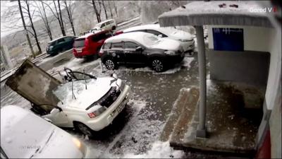 Car damaged in storm