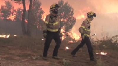 Firefighters tackling blaze in Catalonia