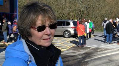 A protester against changes to the Royal Glamorgan Hospital A&E