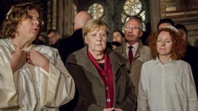 Angela Merkel at vigil