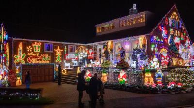 House covered in Christmas decorations