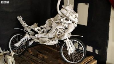 Bike made from bones and scrap metal