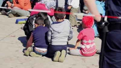 Children at Austria-Hungary border