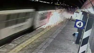 Train creates sparks