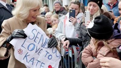 Queen Camilla is given messages for the Princess of Wales