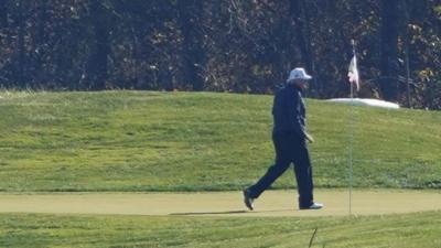 Donald Trump was seen playing golf at the Trump National Golf Course in Virginia, as news outlets declared Joe Biden the winner of the US presidential election.