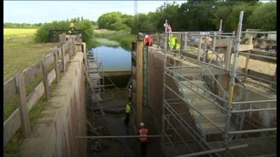 Lock gates being installed