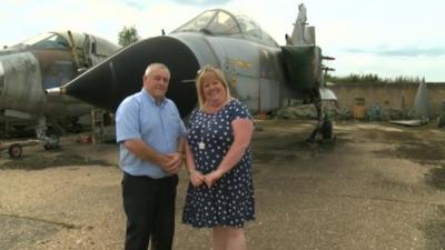 Dave and Leslie Blissett in front of the Tornado GR1