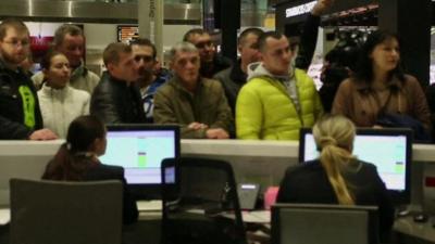 Relatives waiting for news at St Petersburg Airport