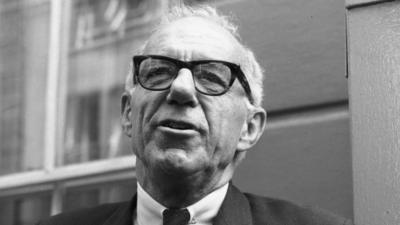 Black and white photograph of Dr Benjamin Spock