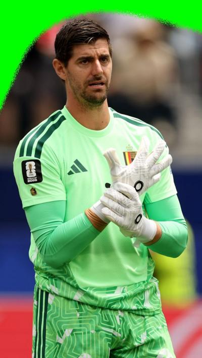 Thibaut Courtois defends his goal against Iran for Belgium in the 2026 World Cup