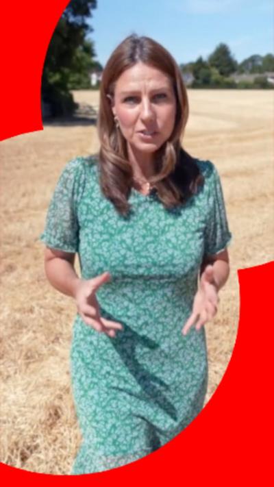 Correspondent Helena Wilkinson outside in dry field