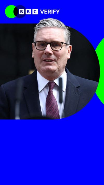 Sir Keir Starmer against a blue background 