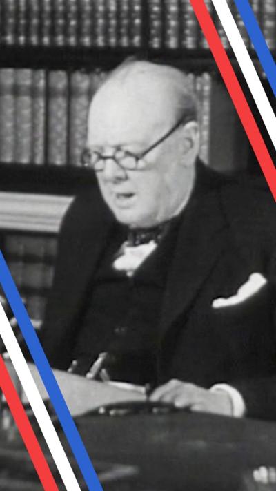 Winston Churchill addressing the nation.