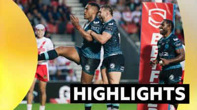 Joe Ofahengaue of Leigh celebrates with Matt Davis and Edwin Ipape after scoring a try