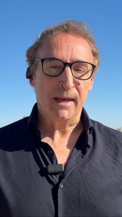 The BBC's Sebastian Usher addresses the camera in Jerusalem