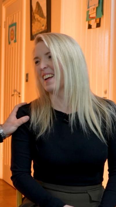 Blonde woman smiling