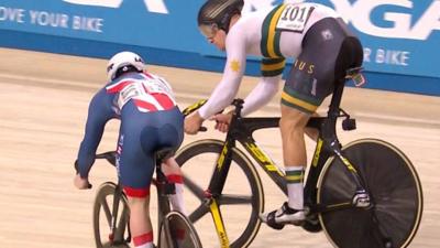 GB's Jack Carlin fends off Australia's Matthew Glaetzer