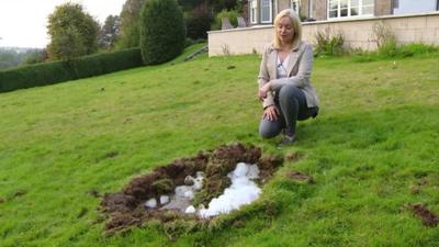 Lyndsey Helliwell with ice crater