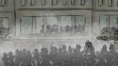 Image of people outside building