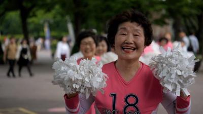 woman doing 'cheerobics'