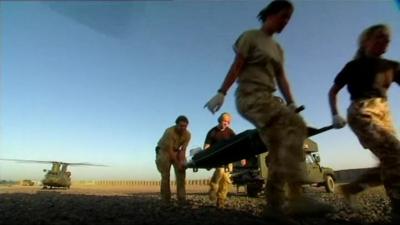 Stretcher being carried