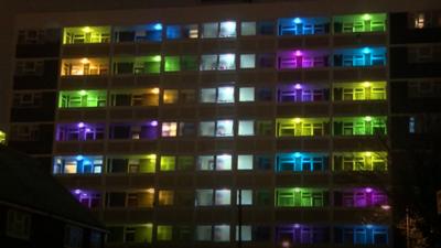 Lights outside flats