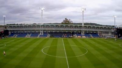 Timelapse video shows football stand construction