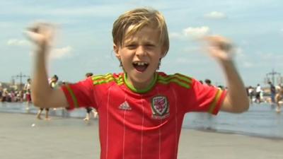 Wales child football fan