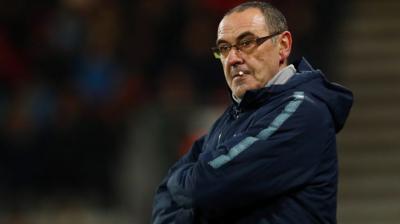 Maurizio Sarri looks dejected