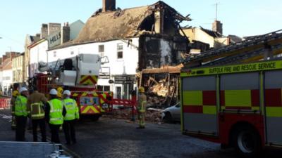 Firefighters at a fire in Sudbury