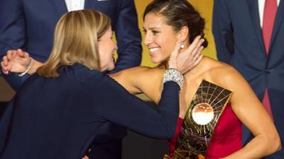 Carli Lloyd wins women's football player of the year at 2016's Ballon d'Or awards.