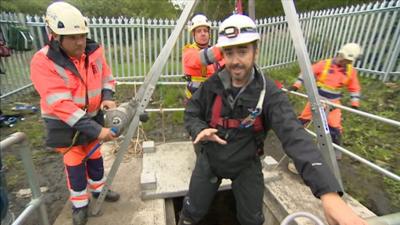 Matthew Murray going underground to see the Rhondda Tunnel