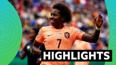 Netherlands Lineth Beerensteyn celebrates her goal against South Africa