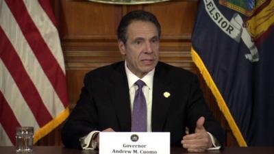 NY Governor Andrew Cuomo holds daily press briefing