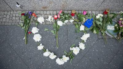 Flowers for those killed and injured in the attack in Manchester