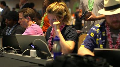 Hackers wearing garlands