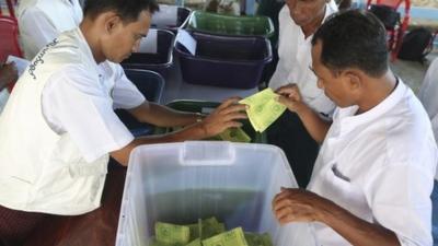 Polling station in Sittwe, Myanmar