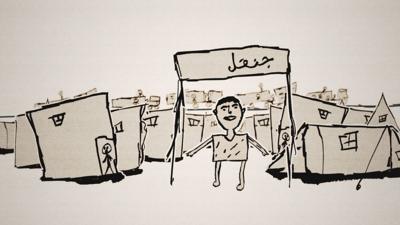 Omar draws his own journey from Syria to Calais.