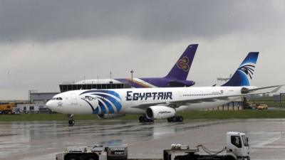 This picture taken on May 19, 2016, shows an Egyptair Airbus A330 from Cairo taxiing at the Roissy-Charles De Gaulle airport near Paris after its landing a few hours after the MS804 Egyptair flight went missing.