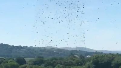 The strange weather phenomenon was spotted in Powys, as temperatures soared across Wales.