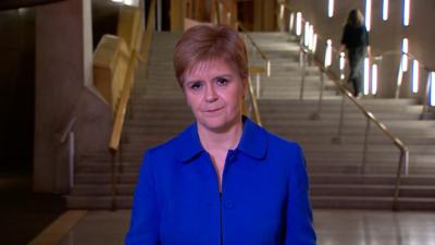 Nicola Sturgeon speaking at the Scottish Parliament