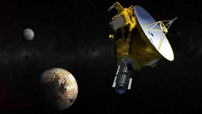 Artwork of New Horizons and Pluto