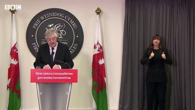 First Minister Mark Drakeford at press briefing