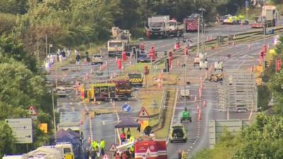 Investigation at the site of the Shoreham Airshow crash