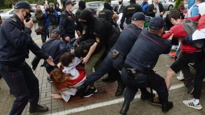 Protesters clashing with police