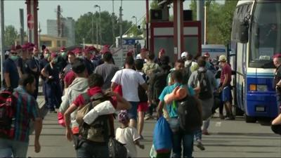 Migrants at the Hungary-Croatia border